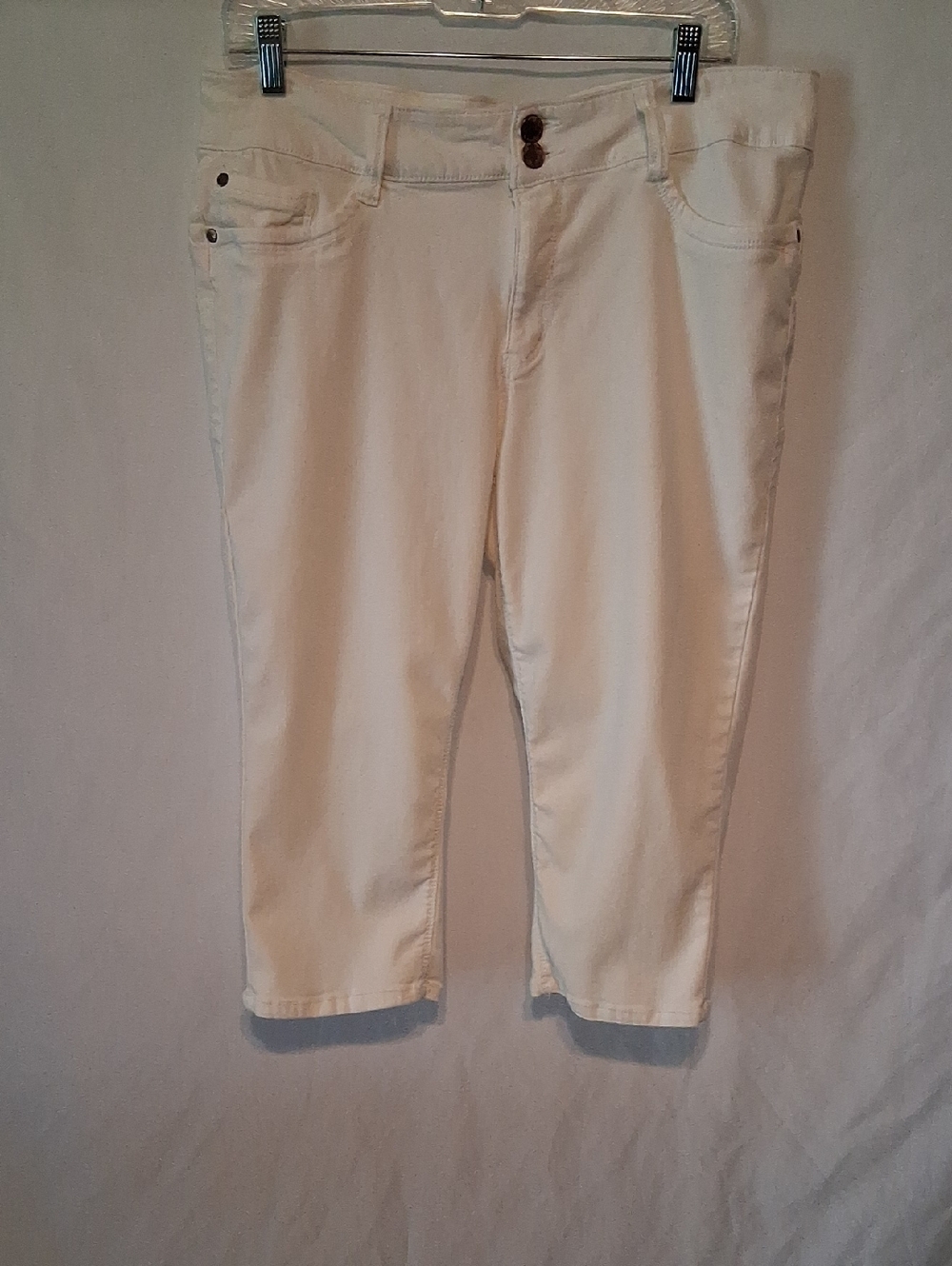 Indigo Poppy White Capri Pants Stretch Mid-Rise Size 14